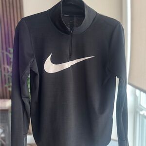 Nike Dri-FIT Black 1/4 Zip Running Top Thumbholes Swoosh Women’s